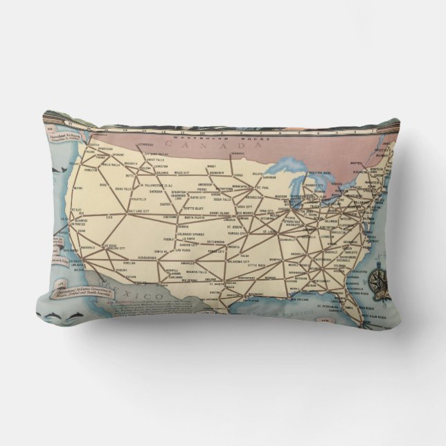 United States Map Ship the Skyway via Air Express Lumbar Cushion (Front)