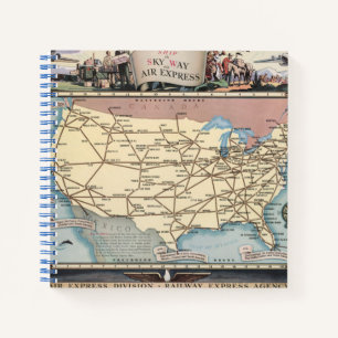 United States Map Ship the Skyway via Air Express Notebook