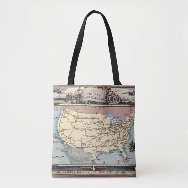 United States Map Ship the Skyway via Air Express Tote Bag (Front)