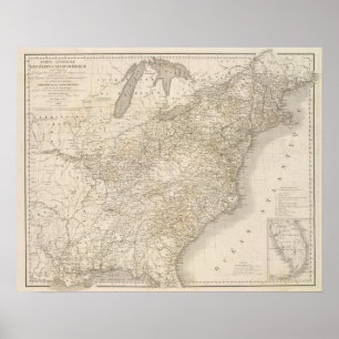 United States Map showing settlements Poster