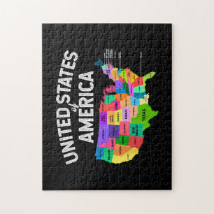 United States Map T-shirt US travel gift Jigsaw Puzzle