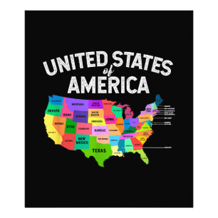 United States Map T-shirt US travel gift Photo Print