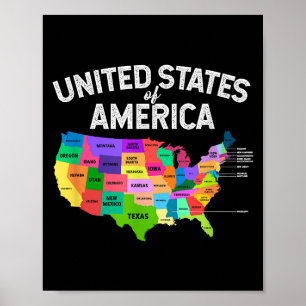 United States Map T-shirt US travel gift Poster