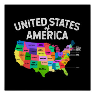 United States Map T-shirt US travel gift Poster