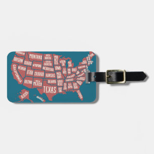 United States Map Typography Luggage Tag