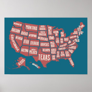 United States Map Typography Poster
