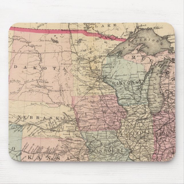 United States Map with Pony Express Route Mouse Mat (Front)