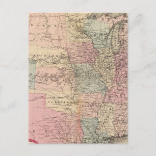 United States Map with Pony Express Route Postcard
