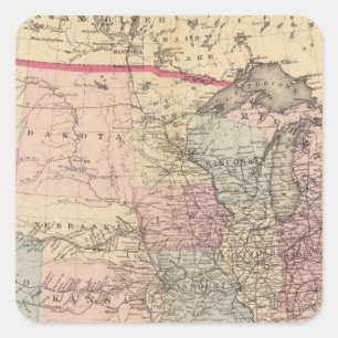 United States Map with Pony Express Route Square Sticker