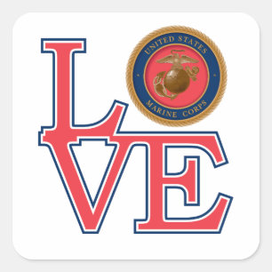 United States Marine Corps Love Square Sticker