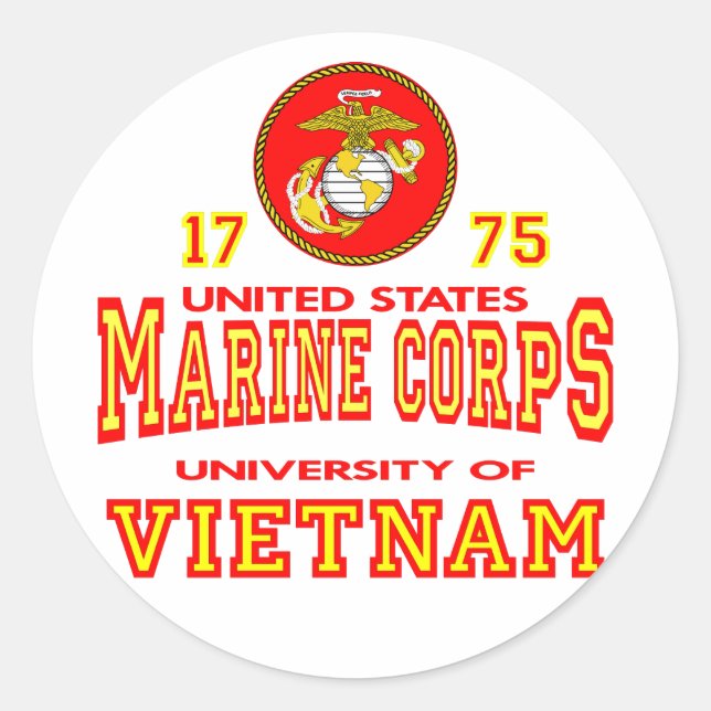 United States Marine Corps University Of Vietnam Classic Round Sticker (Front)