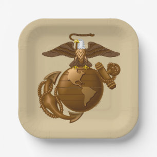 United States Marines   Full-Colour EGA - Bronze Paper Plate
