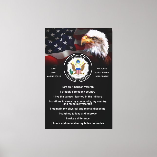United States Military VETERAN Creed Canvas Print (Front)