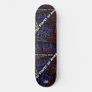 United States National Pride Wordcloud Skateboard