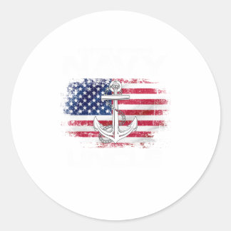 United States Navy Uncle With American Classic Round Sticker