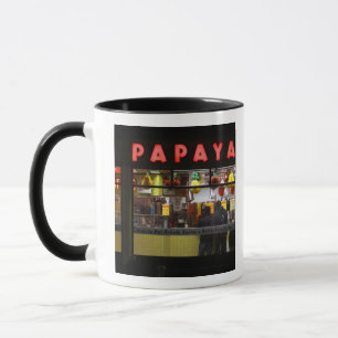 United States, New York. Grey's Papaya: window Mug