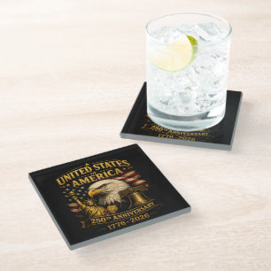 United States of America 250th Anniversary Eagle Glass Coaster