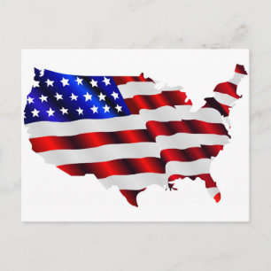 United States of America and Flag Postcard