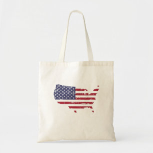 United States of America as USA Flag Tote Bag