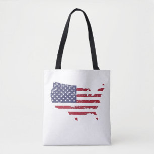United States of America as USA Flag Tote Bag