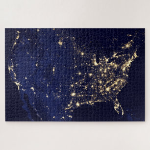 United States of America at night from space Jigsaw Puzzle
