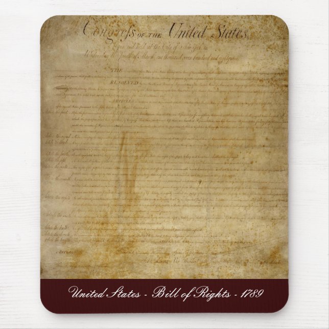 United States of America Bill of Rights Mouse Mat (Front)