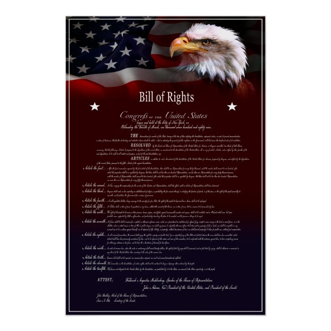 United States of America BILL of Rights Poster (Front)