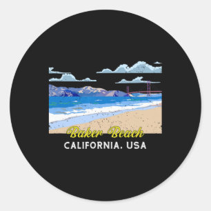 United States Of America California Baker Beach Classic Round Sticker