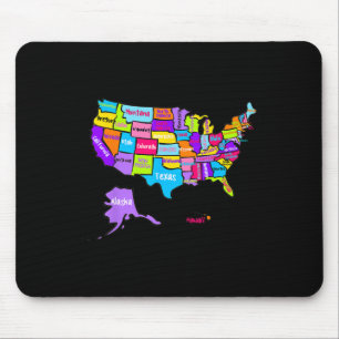 United States Of America Colourful Map With State Mouse Mat