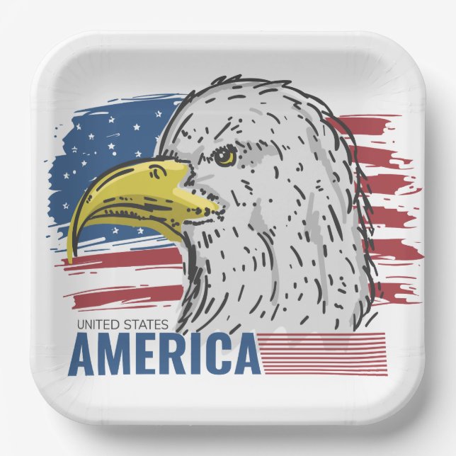 United States Of America Eagle  Paper Plate (Front)