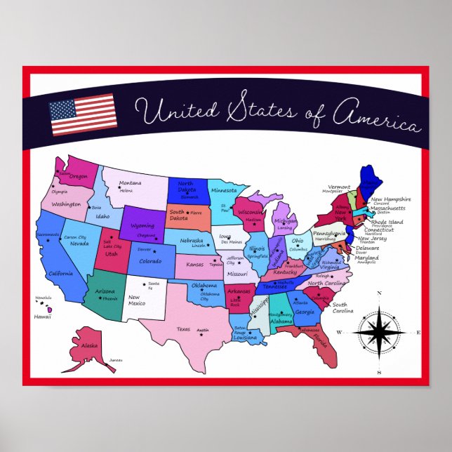 United States of America Educational Home School Poster (Front)