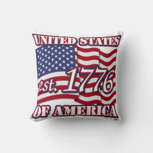 United States Of America est 1776 with USA Flag Cushion