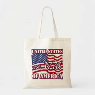 United States Of America est 1776 with USA Flag Tote Bag