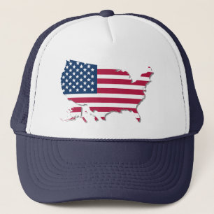 United States of America Flag and Map Patriotic Trucker Hat