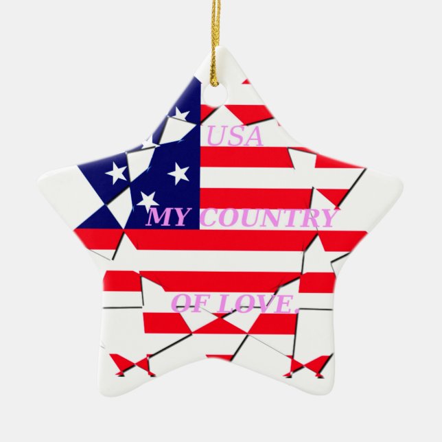 United States of America Flag  Ceramic Tree Decoration (Front)