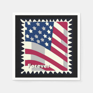 UNITED STATES OF AMERICA FLAG FOREVER STAMP NAPKIN