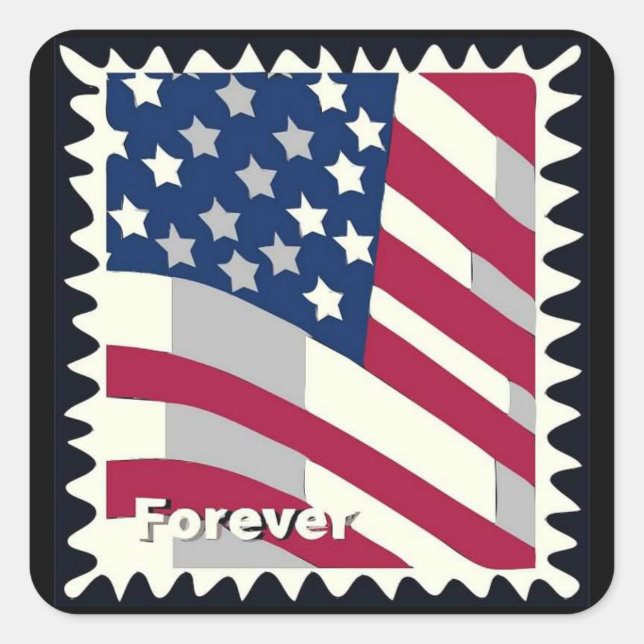 UNITED STATES OF AMERICA FLAG FOREVER STAMP SQUARE STICKER (Front)