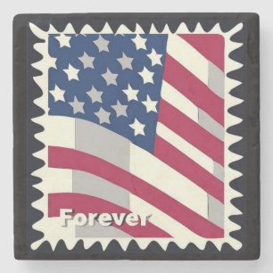 UNITED STATES OF AMERICA FLAG FOREVER STAMP STONE COASTER