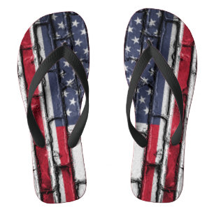 United States of America Flag old Grunge Flip Flops
