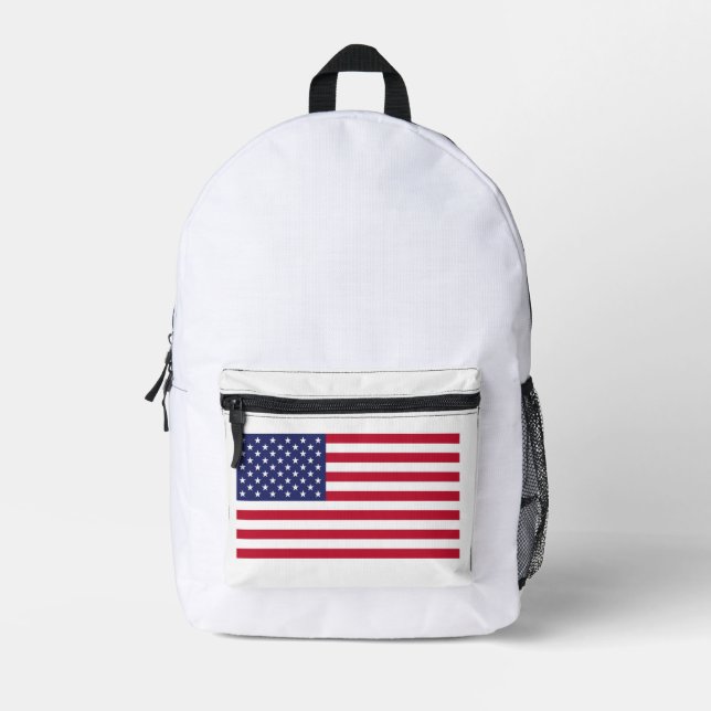 United States of America Flag Printed Backpack (Front)