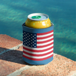 United States of America Flag Red White and Blue Can Cooler