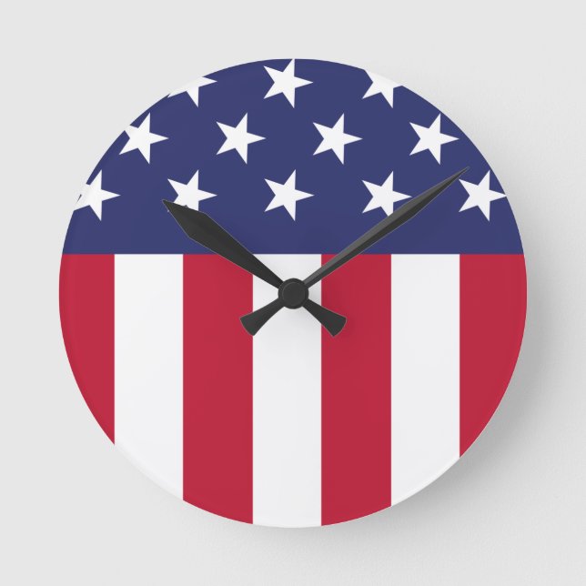 United States of America Flag Round Clock (Front)
