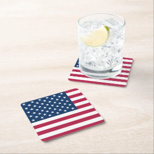 United States of America flag USA patriotic Square Paper Coaster
