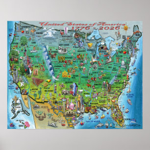 United States of America Fun Map Poster