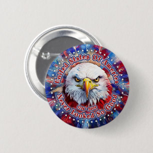 United States Of America Never Red Eagle Fireworks 6 Cm Round Badge