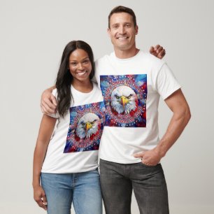 United States Of America Never Red Eagle Fireworks T-Shirt