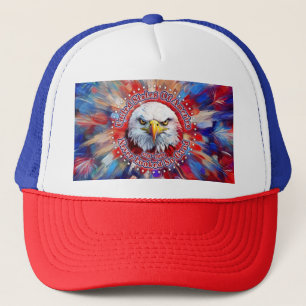 United States Of America Never Red Eagle Fireworks Trucker Hat