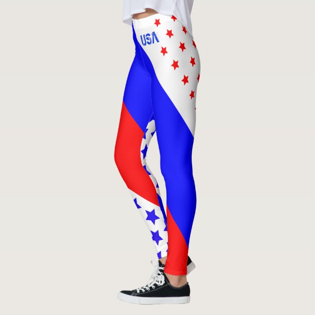 UNITED STATES OF AMERICA RED WHITE & BLUE USA LEGGINGS (Left)
