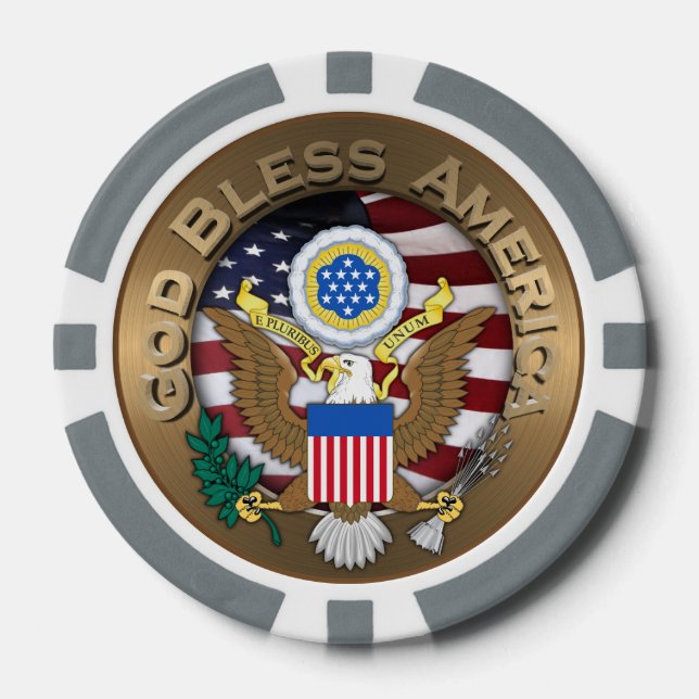United States of America Seal - God Bless America Poker Chips (Front)