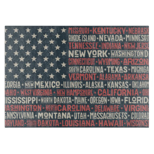 United States Of America  States & Capitals Cutting Board